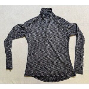 Athleta Top Womens Medium Grey Purple 1/4 Zip Long Sleeve Running Yoga Casual